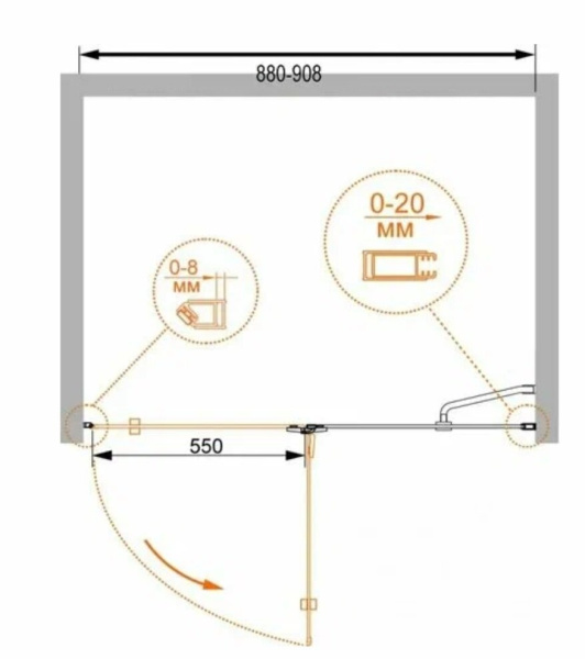 Душевая дверь BelBagno Romano ROMANO-B-12-90-C-Cr-R